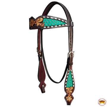 HILASON Western Horse Floral Headstall Breast Collar One American Leather Tack Set